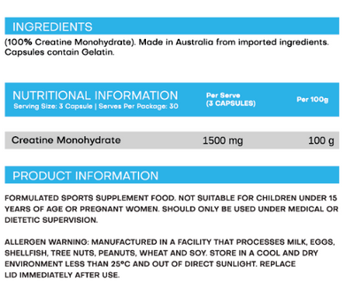 CREATINE MONOHYDRATE CAPSULES BY SBN