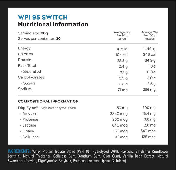 WPI 95 SWITCH BY SWITCH NUTRITION