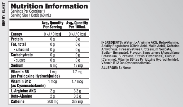 PURE PRE 200 SHOT RTD BY OPTIMUM NUTRITION